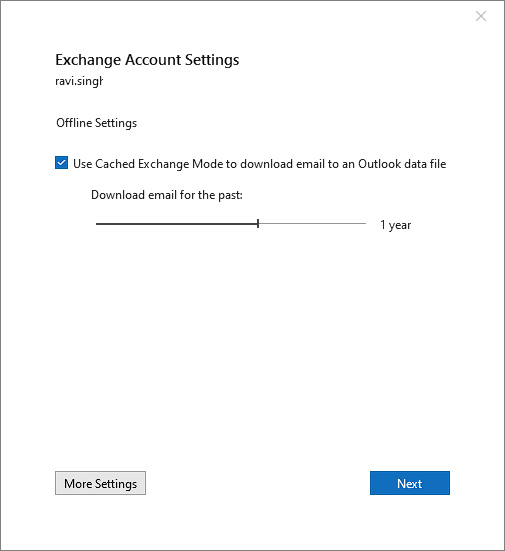 Turn off Cached Exchange Mode in Outlook