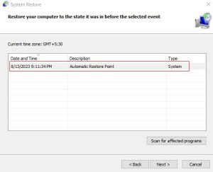 restore points create automatically