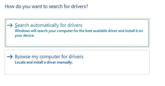 Search automatically for updated driver software-Stellar