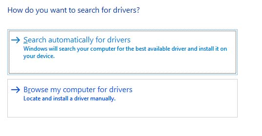 Search automatically for updated driver software