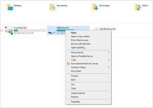 right click usb drive and select format