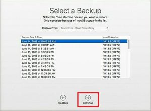 select a backup for your data