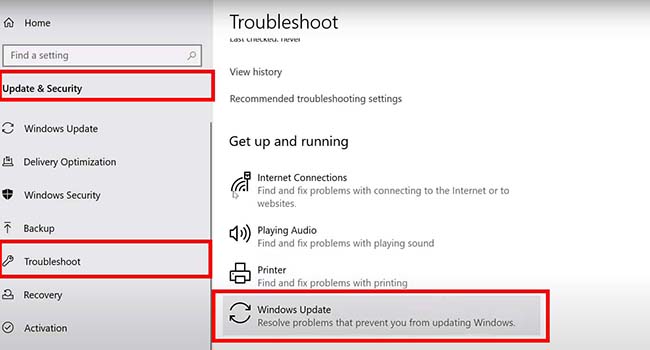 Click on the troubleshoot” tab