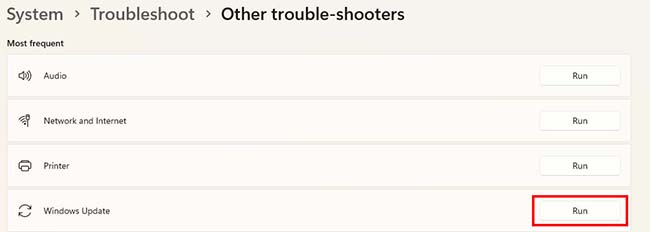 Navigate to the “Other Troubleshooters” tab