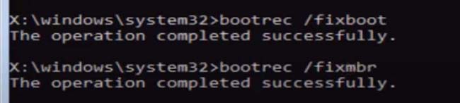 Now, once again, type in “bootrec -fixboot” without the quotes and hit enter.