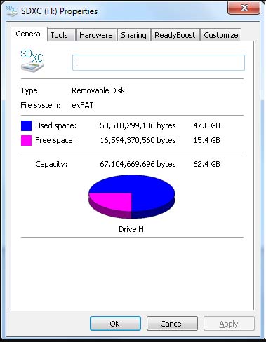 Right-click on the SD card drive and select Properties