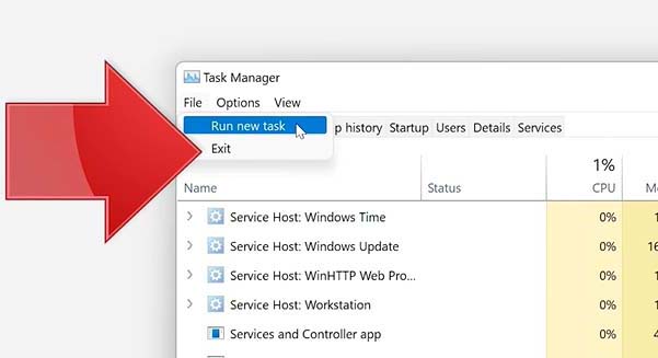 Right-click the Windows Explorer service in the task manager