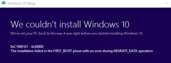 0x3000D error is caused when the display driver fails during the FIRST_BOOT operation when migrating data