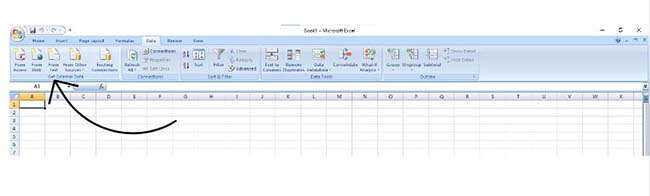 Go to 'Data' and select 'From Workbook' or 'From Text.'