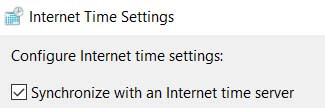“Synchronize time with an internet server”