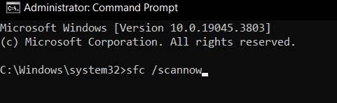 Type in “sfc -scannow” without the quotes and hit enter