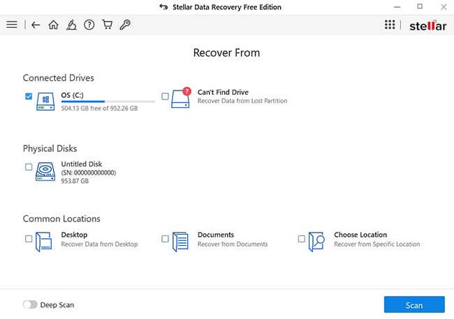 We have selected C-drive, but you can select multiple drives if you want. Click “Scan"