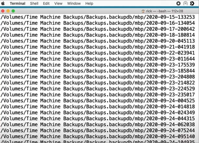 This will bring up a list of all Time Machine backups that the system can find
