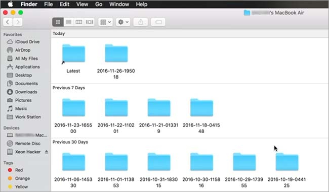show you all Time Machine backups that are currently on the external drive