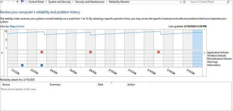View-reliability-history-will-launch-Reliability-Monitor
