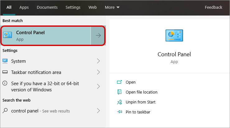 Type-Control-Panel-in-the-Search-Bar