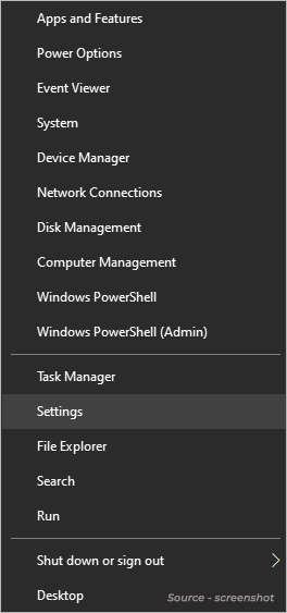 Right-click on the Start button
