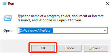 CWindowsPrefetch and press Enter