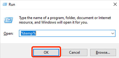 Type %temp% and press Enter