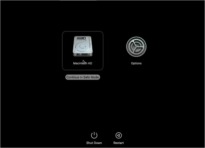 Continue in Safe Mode