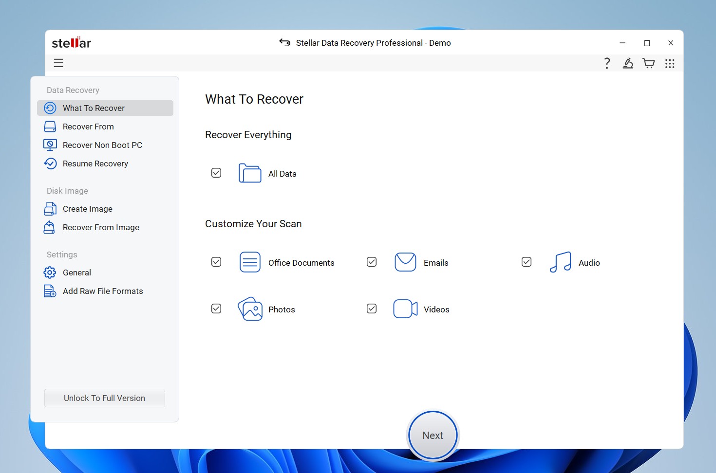 Stellar Data Recovery professional