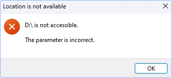 The parameter is incorrect