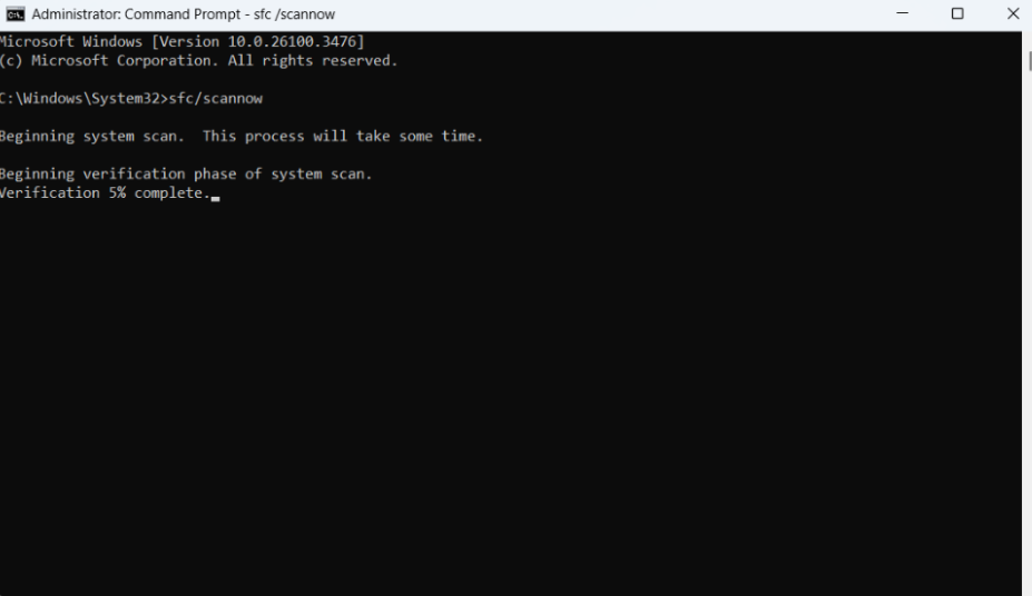 Administrator Command Prompt Scan Now