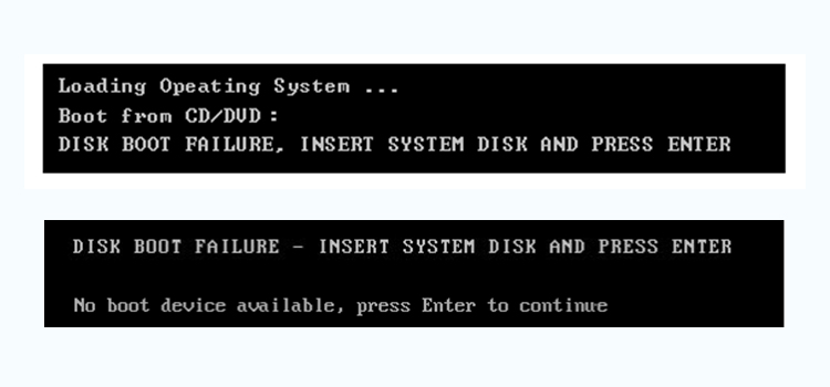 Disk Boot Failure Insert System Disk and Press Enter