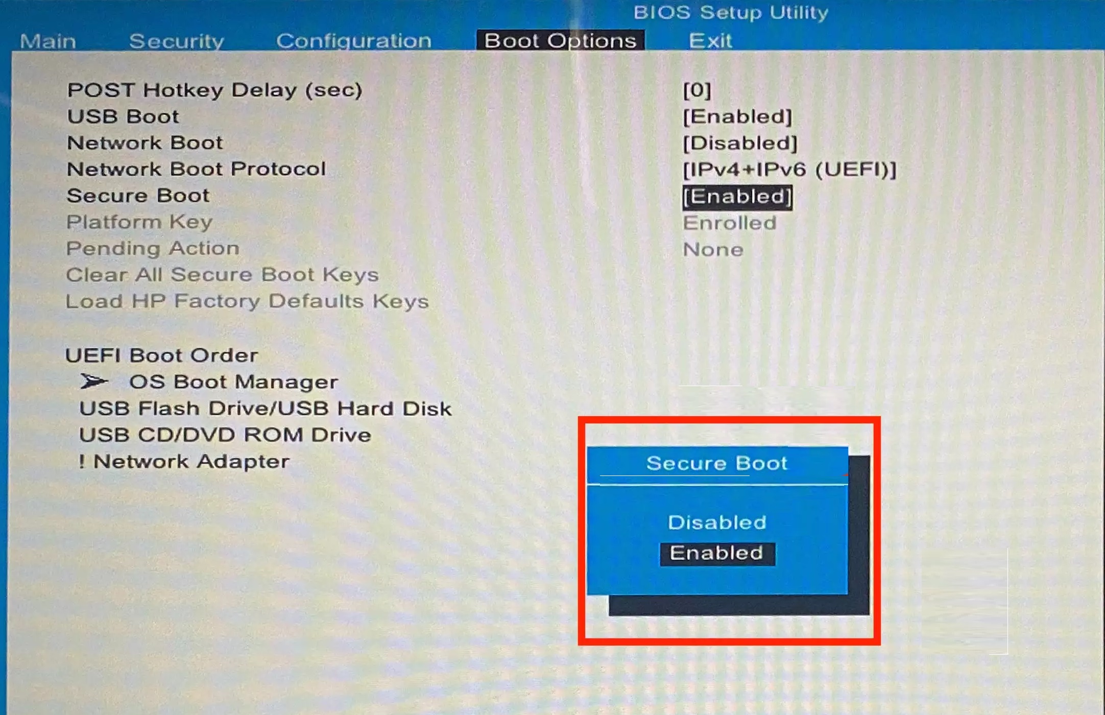 Secure Boot Option in Windows