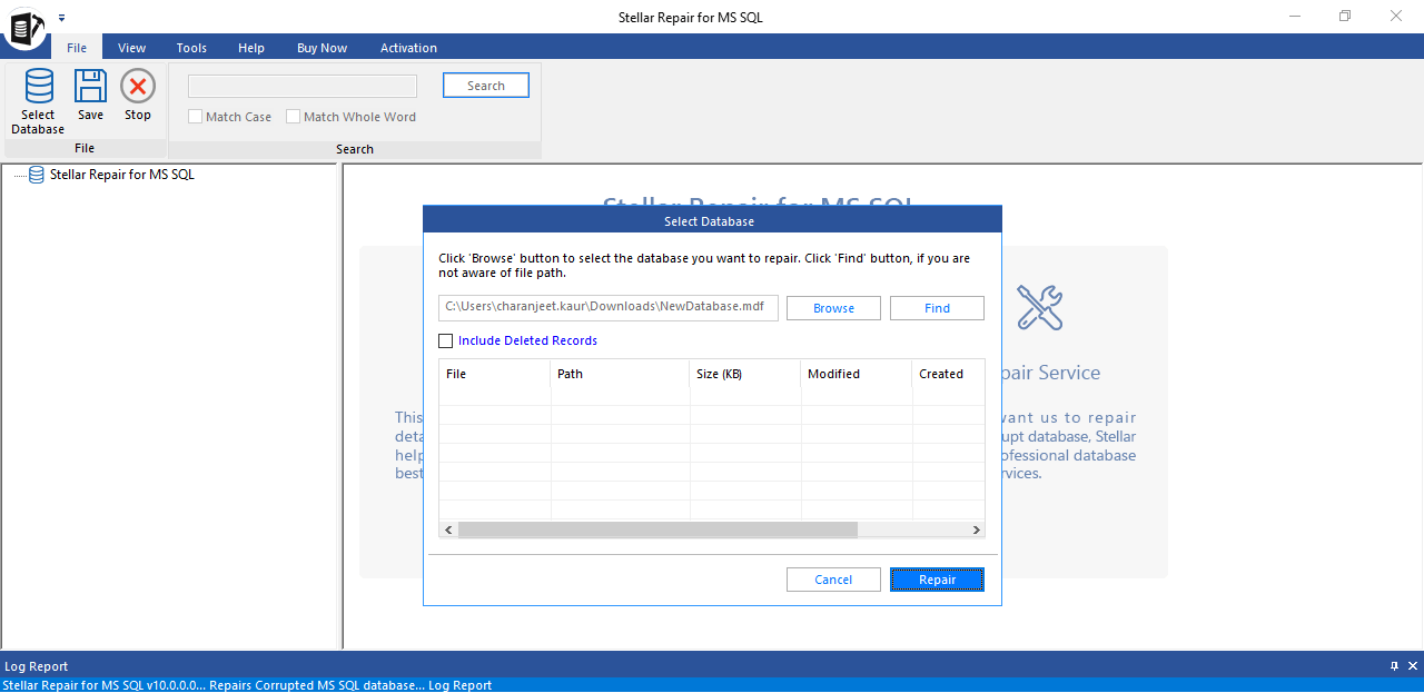 Click repair -  MS Sql