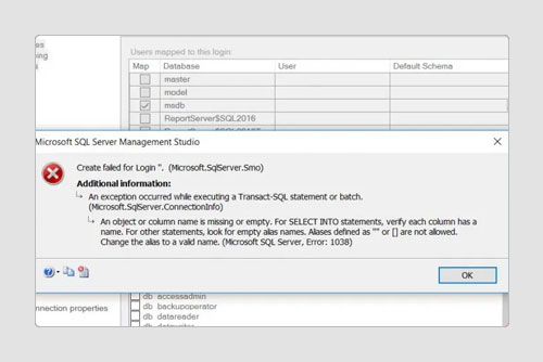 database missing entry