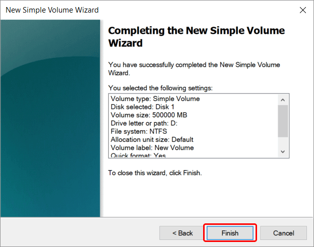new simple volume wizard new-simple-volume-wizard