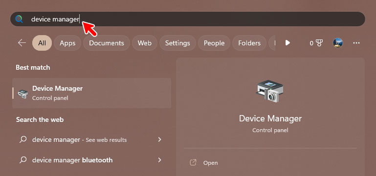 search device manager in windows