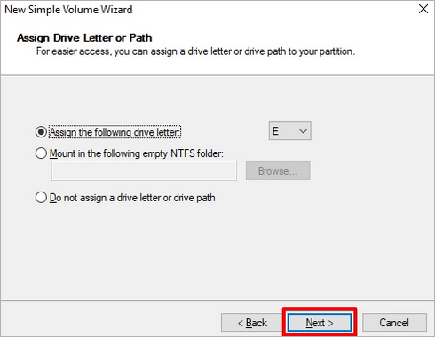 assign drive letter or path