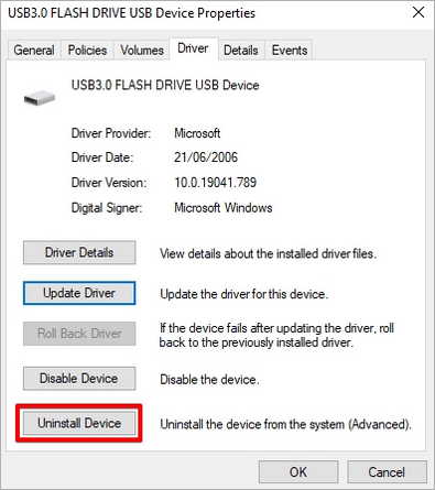 click uninstall device in wd my passport