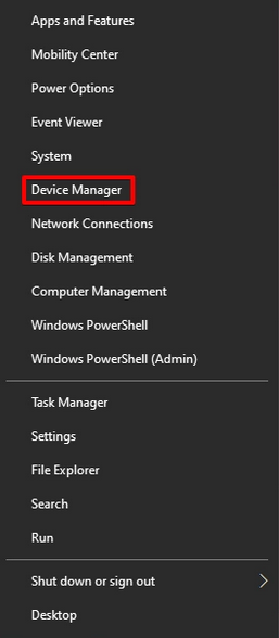select device manager from context menu