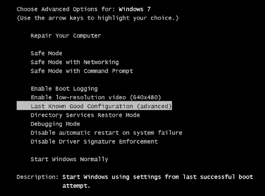 last-known-good-configuration