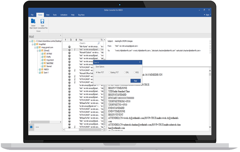 Convert & Save MBOX to PST
