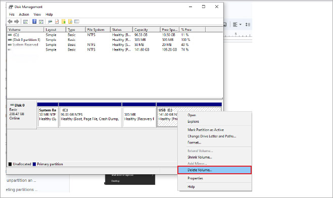 Right-click on each partition on the SD card and choose